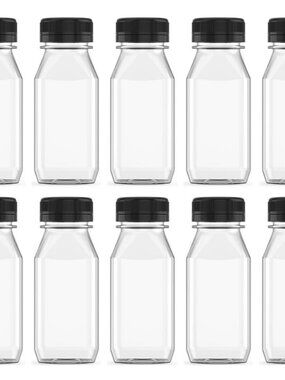 10 Pcs 4 OZ Plastic Juice Bottles with Lids, Small Juice Bottles, Clear Conta...